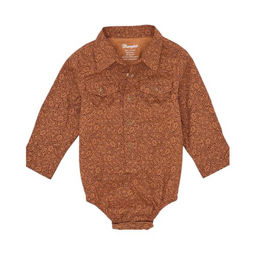 Wrangler Infant Boys' Paisley Print Long Sleeve Stretch Onesie