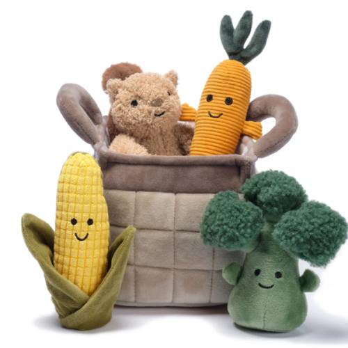 Veggie Basket Interactive Play Set with Plush Toys