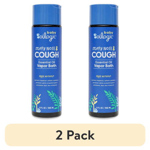 (2 pack) Oilogic Stuffy Nose & Cough, Essential Oil Vapor Bath for Baby, 9 fl oz