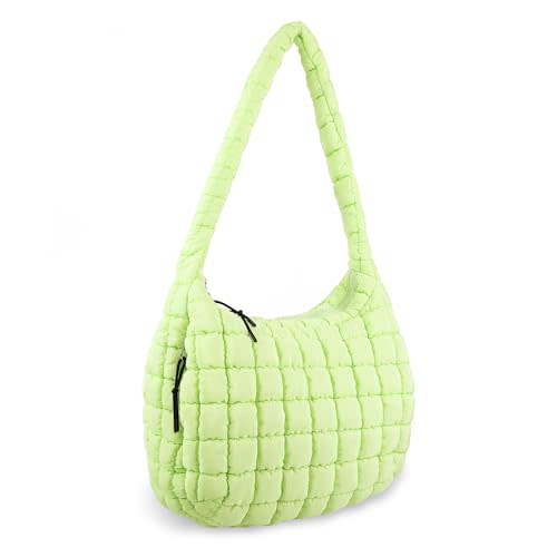 Quilted Puffer Tote Bag Purse Puffy Crossbody Shoulder Bag,Lightweight Nylon Hobo Bag Puffer Carryall Bag for Women Girl