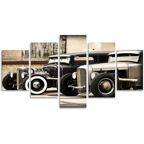 LiftGather 5 Panel Wall Art Old Vintage Truck On The Prairie Painting Pictures Print On Canvas Car The Picture For Home Modern Decoration piece,Stretched By Wooden Frame,Ready To Hang,(50" W x 28" H)