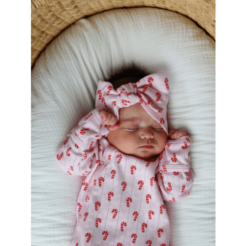 Pink Candy Cane / Organic Pointelle Bow – SpearmintLOVE