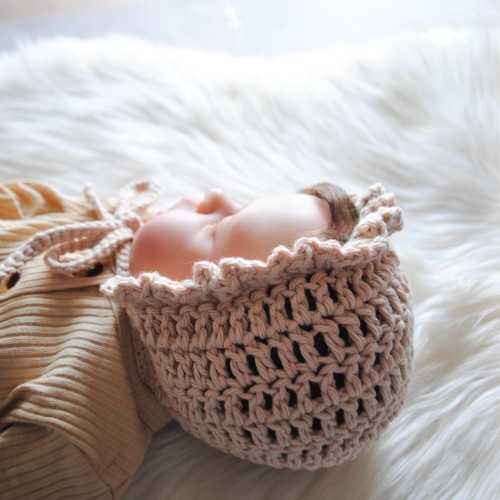 Crochet Ruffle Bonnet: Newborn Photo Prop, Handmade Knit Hat