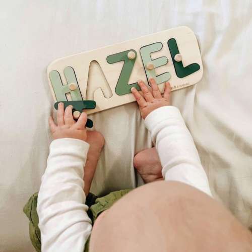 New Baby Gift Wood Name Puzzle for Toddler Montessori Puzzle, First Birthday Gift for Boy, Girl, Wooden Toys, Custom Gift for Kids