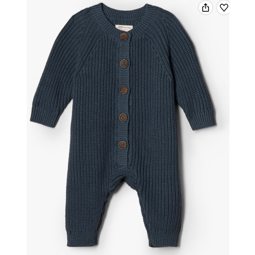 Amazon Essentials x Sofia Grainge Unisex Babies' Cotton Knit Playsuit with Textured Stitch