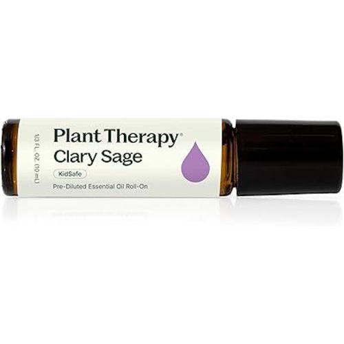 Plant Therapy Clary Sage Pre-Diluted Essential Oil Roll-On 10 mL (1/3 oz) 100% Pure, Natural Calming Aromatherapy for Sleep, Hair, Skin, and Women’s Health