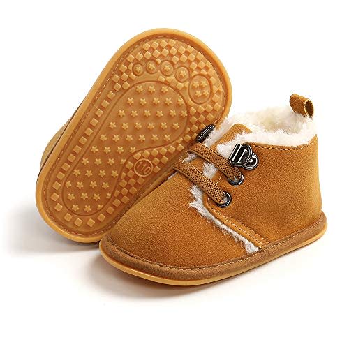 Meckior Baby Booties Newborn Infant Unisex Baby Girls Boys Velvet Rubber Anit-Slip Sole Shoes Toddler Fleece Cozy Winter Warm Prewalker Boots