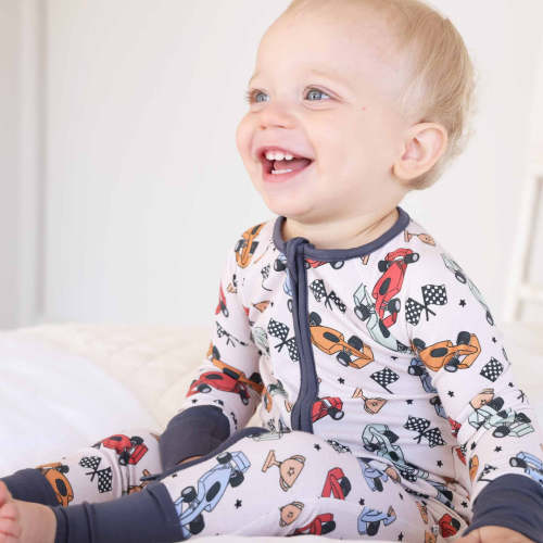 Pit Crew Convertible Zip Romper - 0-3 mo
