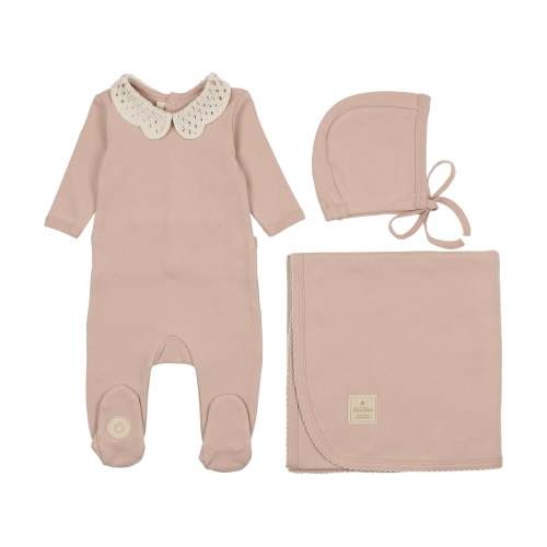 Mon Tresor Rose Dust Crochet Collar Layette Set