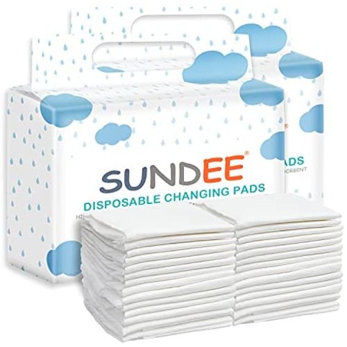 Baby Disposable Changing Pad, 50 Pack Soft Non-Woven Fabric Breathable Waterproof Underpads, Portable Leak-Proof Mattress Protector, Incontinence Bed Pads