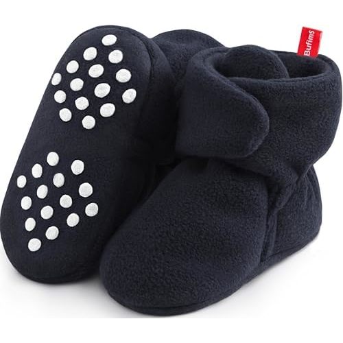 Bufims Baby Fleece Booties Newborn Unisex Booties Non-Slip Newborn Infant First Walkers Warm Shoes House Slippers for Baby Boys & Baby Girls Toddlers