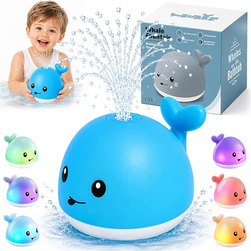 Gigilli Light Up Whale Bath Toy Sprinkler, Ocean Blue Kids 1-3