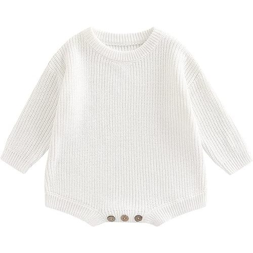 Newborn Baby Romper Sweater Embroidery Knit Pullover Warm Sweatshirt Romper Fall Winter Clothes