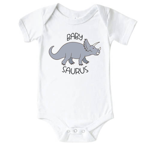 Baby Saurus Graphic Bodysuit | White