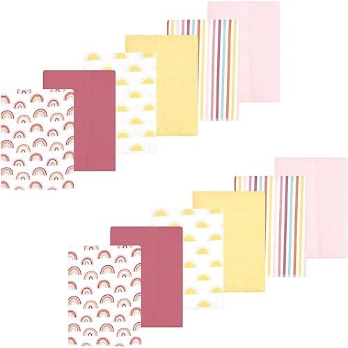 Luvable Friends Hudson Baby Flannel Burp Cloths 12pk, Sunny Sky