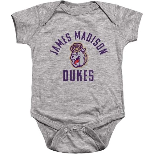 James Madison University JMU Official Dukes Logo Head Unisex Infant Snap Suit for Baby,Athletic Heather, 6 Months