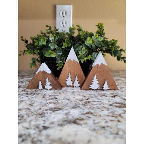 Mountain Shelf Decor, Pine Tree Shelf Decor Nursery, Mini Wood Mountain, Wood Mountain Decor, Adventure Mountain Shelf Stand