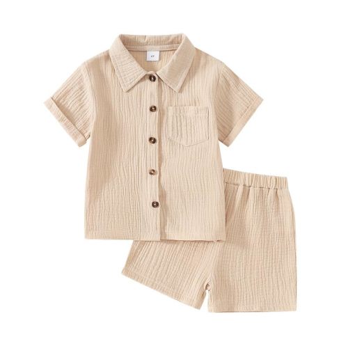 Baby Boys Summer Clothes Toddler Boys Button-down Shirt Tops + Shorts Outfit 2PCS 6 Months-7 Years