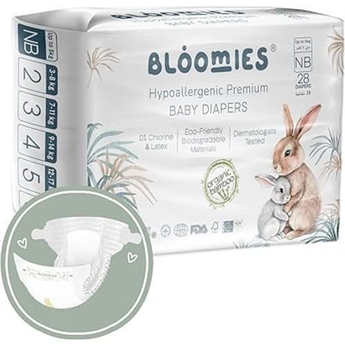 Bloomies Organic Bamboo Newborns Taped Diapers, Size 0, Upto 5kg, 28 pcs Premium care, Non-toxic Unique Softest Absorption for Ultimate Skin Protection Diaper : Buy Online at Best Price in KSA - Souq is now Amazon.sa: Baby Products