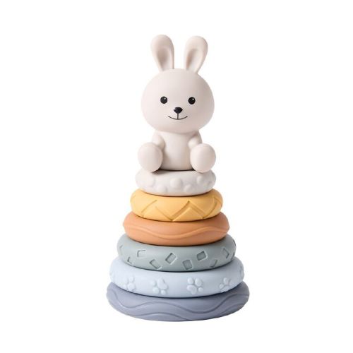 Babywise Colorful Soft Bunny Sensory Toys & Stacking Rings Blocks 7 Pack
