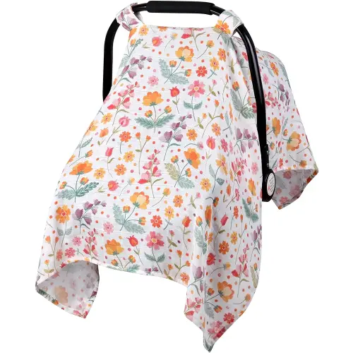 Metplus Muslin Carseat Cover for Babies,Breathable Infant Carseat Cover Lightweight Baby Carrier Cover for Girls Boys, Fit Spring Summer/Hot Days/Warm Weather