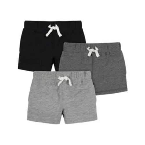 Baby Boys 3-Pack Pull-On Knit Shorts, Gray & Black, 18 Months