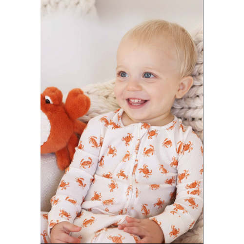 Cutie Crabs Bamboo Waffle Convertible Zip Romper