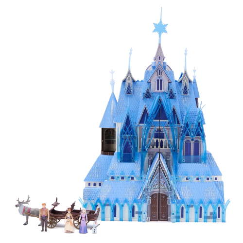 Disney Store Official Frozen 2 Castle Play Set with Light & Sound Effects - 18 Piece Princess Castle Gift Set - Frozen Dollhouse with Anna & Elsa Mini Dolls & Accessories