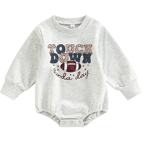 Kuriozud Newborn Baby Boy Girl Bubble Romper Funny Letter Long Sleeve Oversized Sweater Tops Fall Winter Clothes