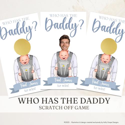 Baby Shower Games, Who Has the Dad Scratch Off, Baby Daddy Shower Game, Find the Dad, Funny Baby Shower Game, Baby Shower Activity, Printed