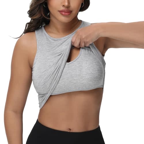 Bhome Longline Nursing & Maternity Bra for Breastfeeding, Maternity Nursing Crop Tank Tops with Built-in Bra for Women