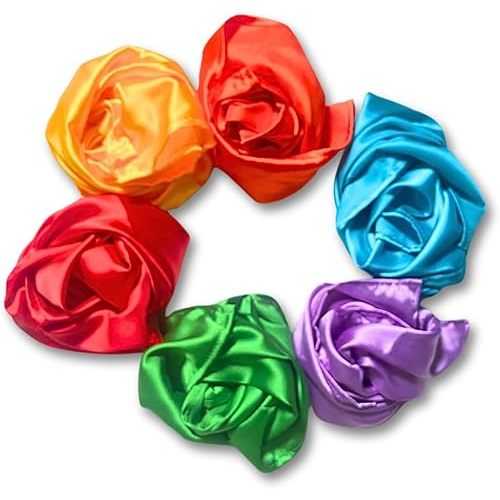 Sensory Play Scarves – 6 Pcs | Multicolor Dance & Music Scarves for Kids | Juggling Scarves for Girls, Boys | 20" x 20" Soft Play Silks for Children | Rainbow Playsilks Babies 6 Months+