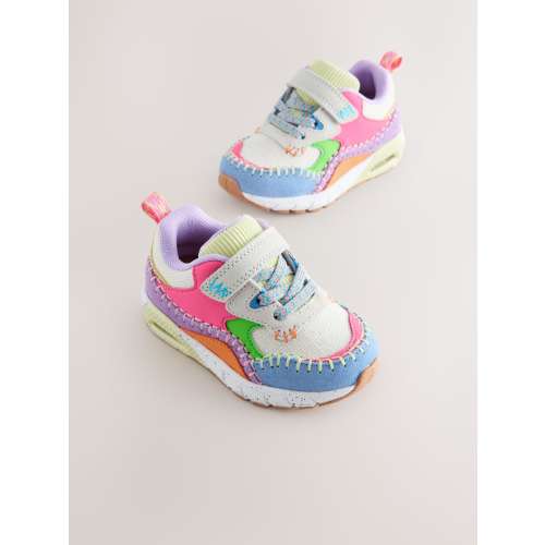 Multi Bright Elastic Lace Chunky Trainers