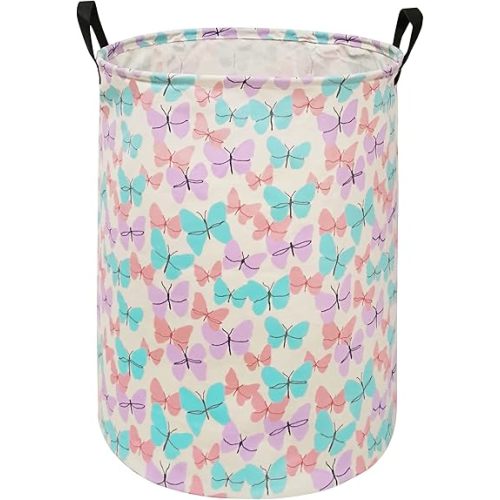 Storage Bins Toys Box Kids Baby Hamper Waterproof Laundry Basket Canvas Collapsible Gift Organizer Bin for Home/Dorm/Kitchen/Pet/Office/Closet/Shelf/Gift Baskets(Butterfly)