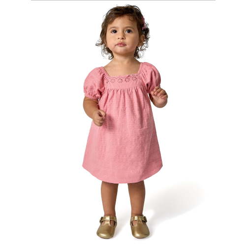 Modern Moments by Gerber Baby Girl Puff Sleeve Dress and Diaper Cover, 2-Piece, Sizes 0/3 Months - 24 Months