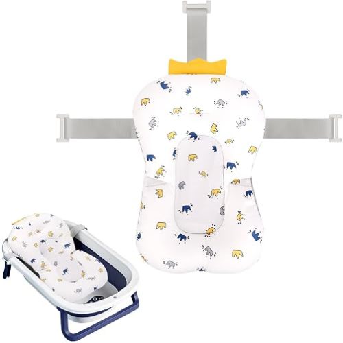 Colorlife Baby Bath Seat Support Net Infant Bathing Seat Support Mat, Adjustable Comfortable Non-Slip Three-Pointed Baby Shower Net Bathtub Sit Up Mesh for Newborn 0-12 Months-Crown(No Bathtub)