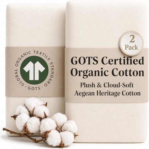 2 x GOTS 100% Organic Cotton Bedside Bassinet Sheets 33x20 and 35x19 Compatible with Maxi Cosi Iora, Baby Delight, Koola Baby Bond, Harppa Cudly 3 in 1 - Luxury Turkish Cotton - Boy, Girl