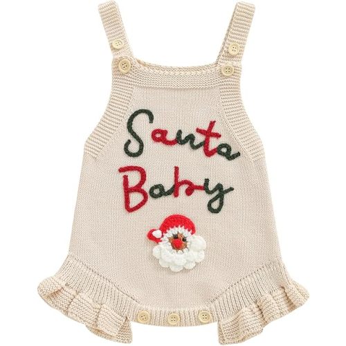 Baby Girl Fall Outfits Newborn Sleeveless Knit Sweater Romper Floral/Bee Onesie Cute Winter One Piece Knitted Outfit