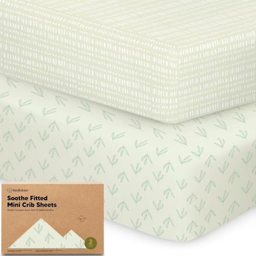2-Pack Mini Crib Sheets Fitted, 38x26 Pack N Play Mattress Sheets (Fleur) | Organic Cotton Sheets for Pack and Play Mattress, Soft, Breathable Playard Bedding Sheet, Mini Toddler Bed Cover, Boys, Girls