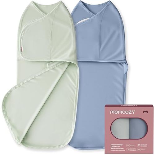 Momcozy Swaddles for Newborns, Quiet Fastner Suitable for Infant 0-3 Months, New-Parent-Friendly Swaddle Sack, Reduce Startle Reflex, Newborn Boys Girls Registry Essentials, 2-Pack, Serenity