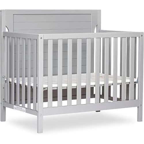 Dream On Me Bellport 4-in-1 Convertible Mini Baby Crib, Compact Design in Pebble Grey, GreenGuard Gold & JPMA, Non-Toxic, Sustainable Pinewood, Converts to Mini Daybed & Twin Bed, 1″ Mattress Pad