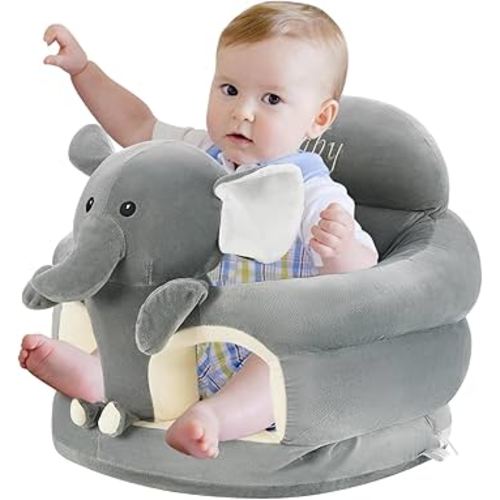 Baby Sitting Chair Cute Elephant Infant Lounger Floor Seat Baby Learning to Sit Chair for 4 Months & Up (Dark Gray, 45cm*45cm)