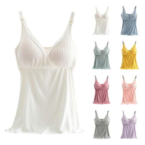 Avrntaa Nursing Cami Tank Tops for Breastfeeding Women - Nursing Tops Maternity Shirts with Built in Bra