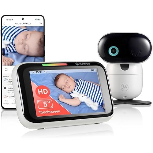Motorola Nursery PIP1710 Connect Baby Monitor with AI Cry Detection & Translation | Wi-Fi HD Camera, 5" Touch Screen Parent Unit, App Monitoring, Night Vision