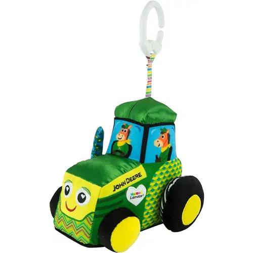Lamaze John Deere Tractor Car Seat and Stroller Toy - Soft Baby Hanging Toys - Baby Crinkle Toys with High Contrast Colors - Baby Travel Toys Ages 0 Months and Up