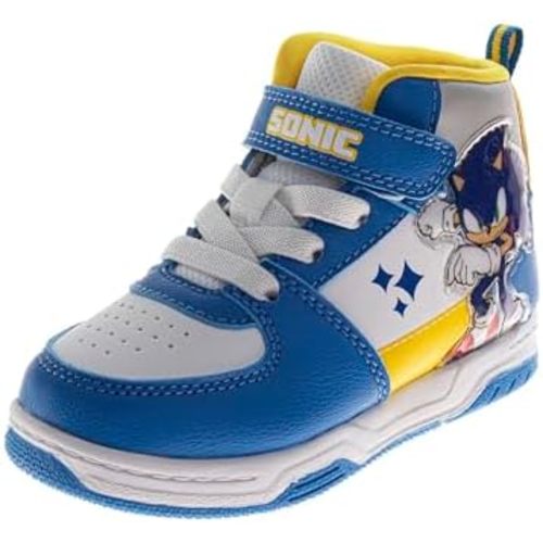 Character Boys High Top Sneakers Cars Monster Jam Paw Patrol Spider-Man Sonic Casual Athletic Strap Shoes for Toddler Size 6-10, 11-12 Little Kid