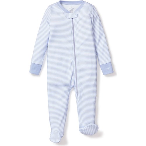 Baby Stripe Pima Cotton Footie, 0-3M, Blue