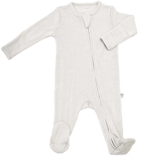 Footie Pajamas, Merino Wool, Oat 0-3 Months