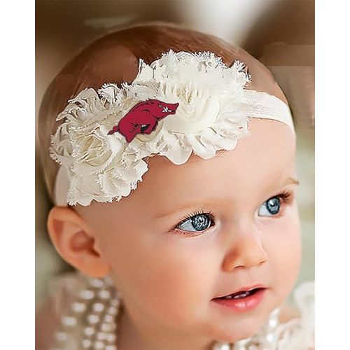 Arkansas Razorback Baby Shabby Flower Headband