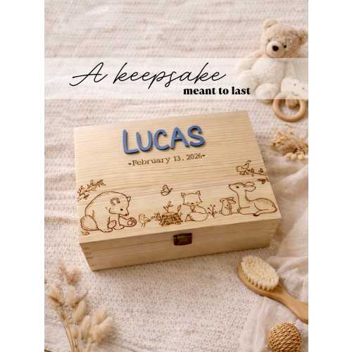 Personalized Baby Keepsake Box, Baby Memory Box with Name, Wooden Keepsake Box, Custom Baby Shower Gift, Newborn Baby Gift, Nursery Gift Box